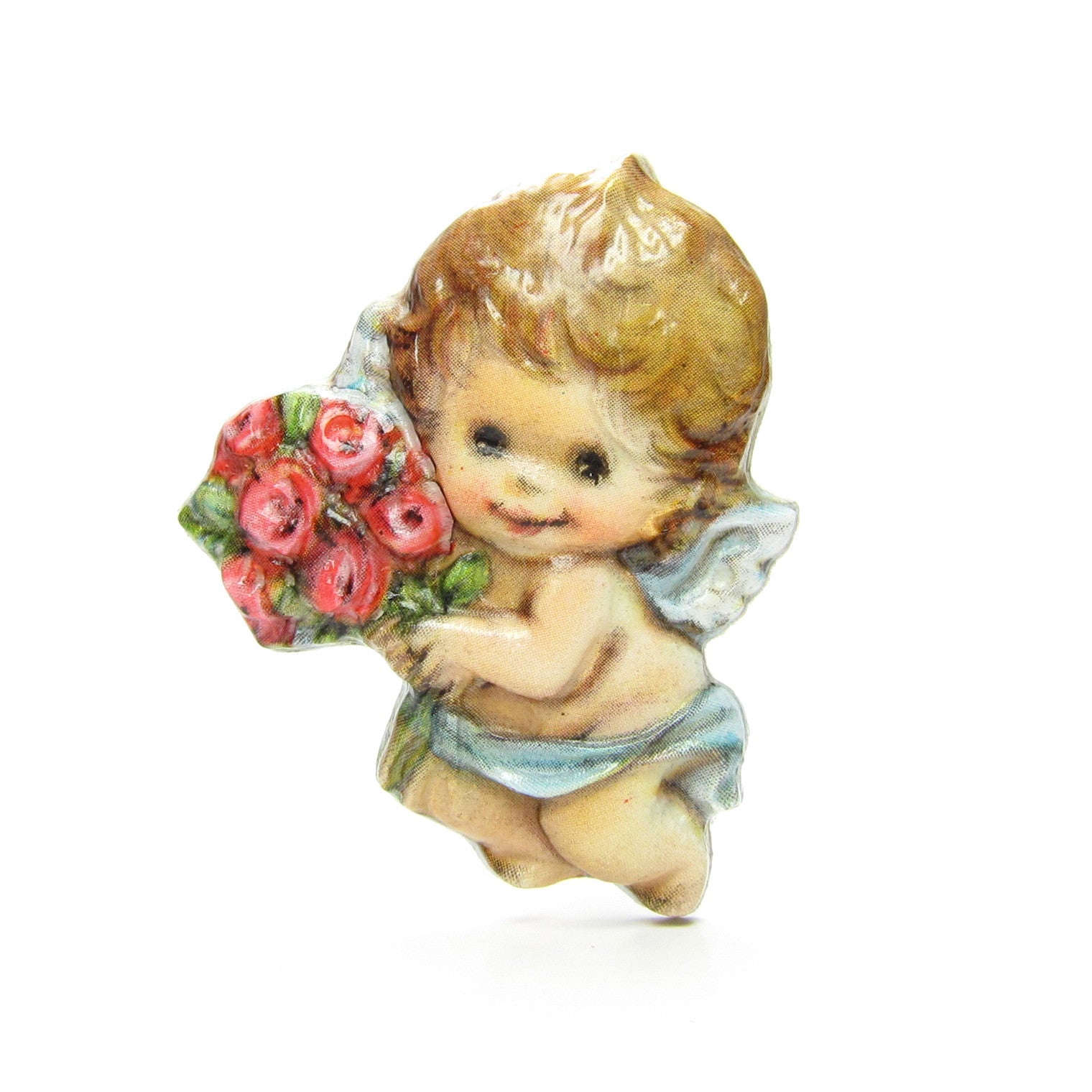 Valentine's Day cherub pin with rose bouquet