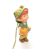 Hallmark elf boy ornament with pumpkin