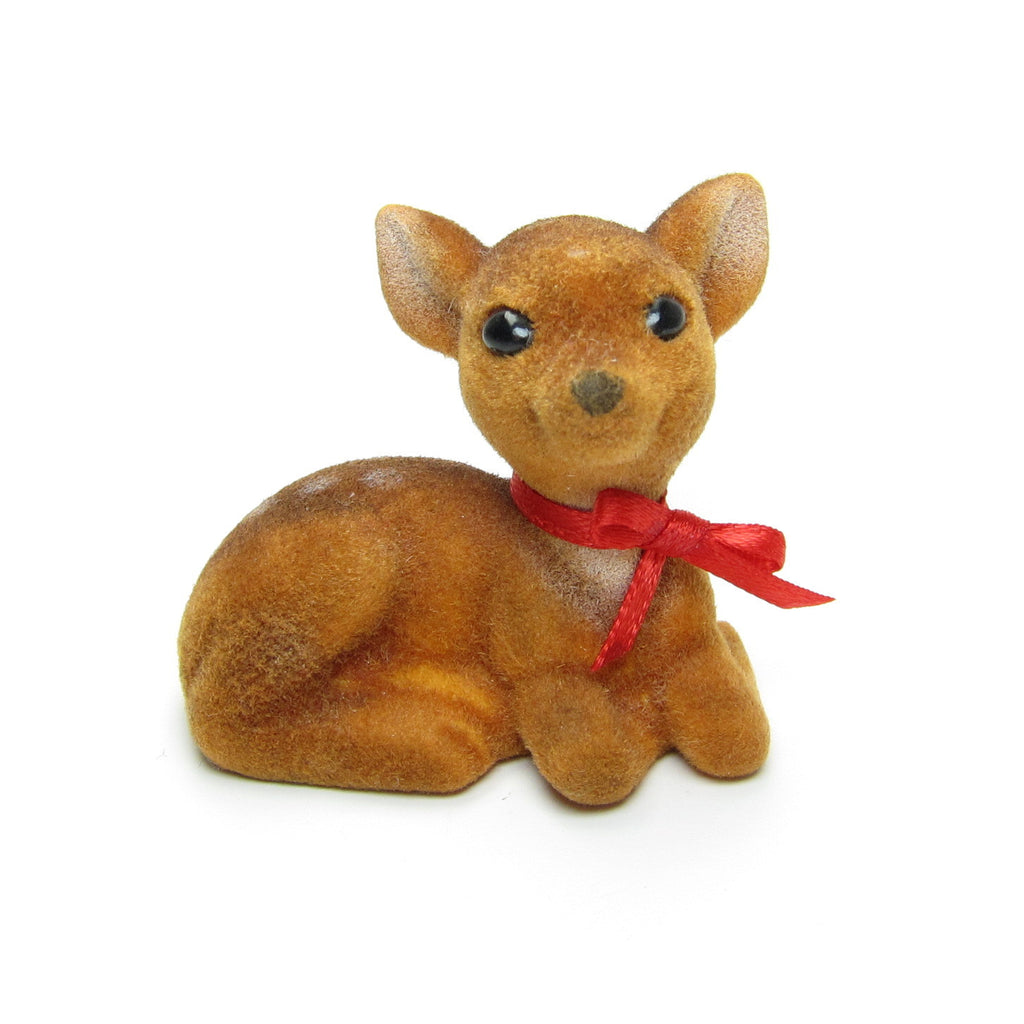 Hallmark Flocked Deer or Fawn Vintage 1983 Merry Miniatures Figurine
