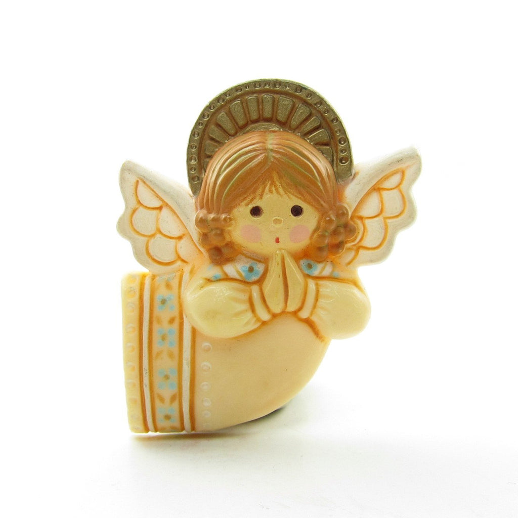 Hallmark Praying Angel Pin Vintage Christmas Lapel in Beige Dress