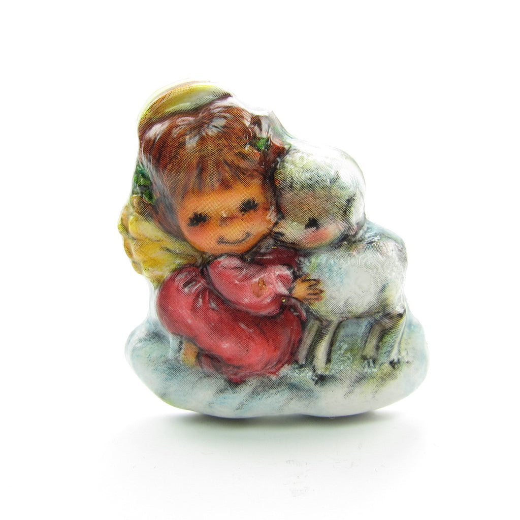 Angel with Lamb Pin Vintage 1976 Hallmark Charmers