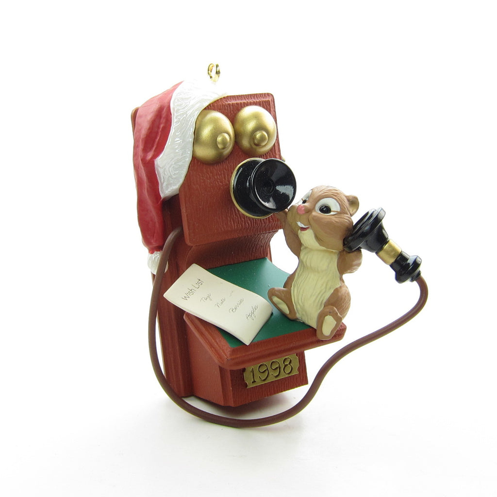 Chatty Chipmunk 1998 Hallmark Telephone Christmas Ornament