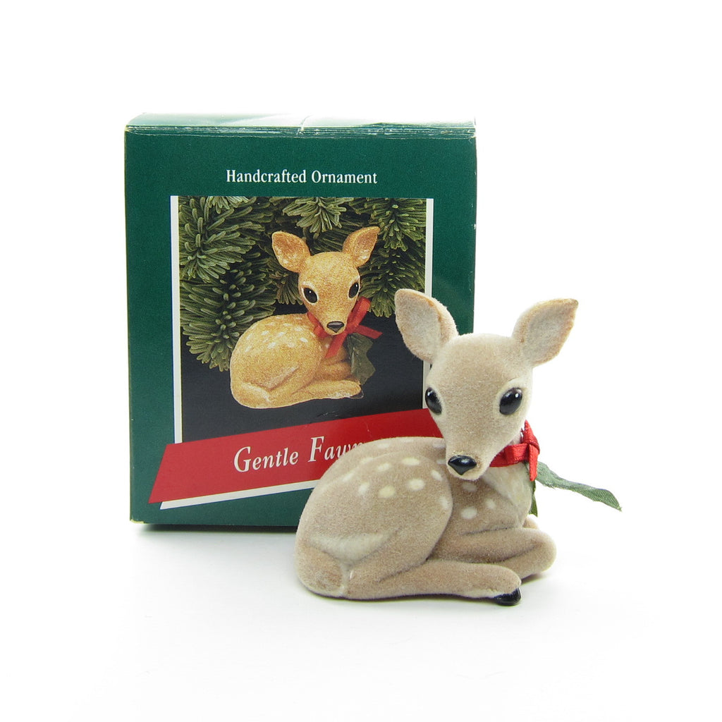 Hallmark Gentle Fawn Vintage 1989 Christmas Ornament Flocked Deer