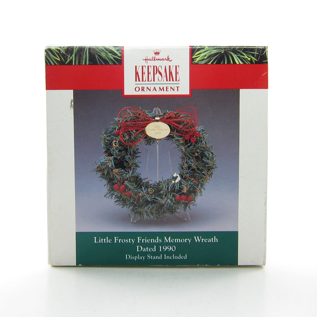 Little Frosty Friends Memory Wreath Vintage 1990 Hallmark Ornament Display