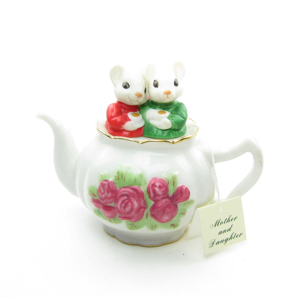 Mother & Daughter Mice in Tea Pot 2000 Hallmark Ornament