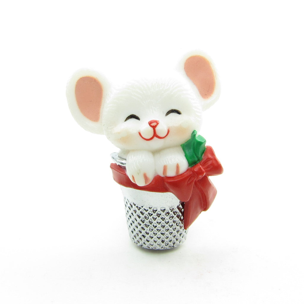 Mouse in Thimble Vintage Hallmark Christmas Lapel Pin