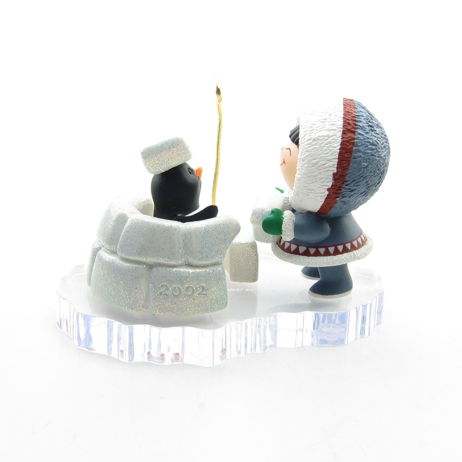 Frosty Friends ornament 23 penguin and child building igloo with ice blocks