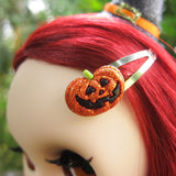 Blythe and Pullip Halloween pumpkin barrettes