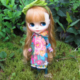 Blythe doll pea coat made of flowered felt
