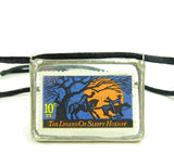 This soldered glass pendant features a real Legend of Sleepy Hollow postage stamp.