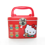 Vintage 1993 Hello Kitty red metal storage tin with handle