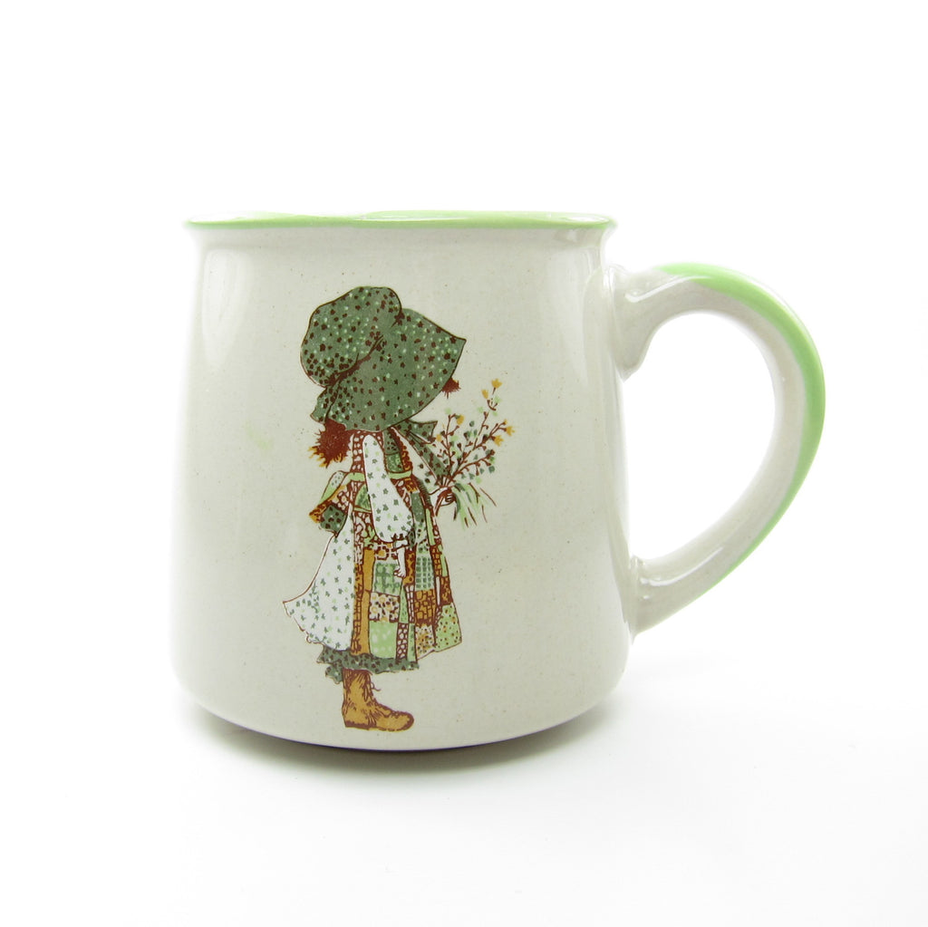 Holly Hobbie Mug Vintage 1978 Earthenware Coffee Cup with Green Trim