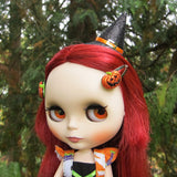 Jack-o-lantern barrettes for Blythe and Pullip dolls