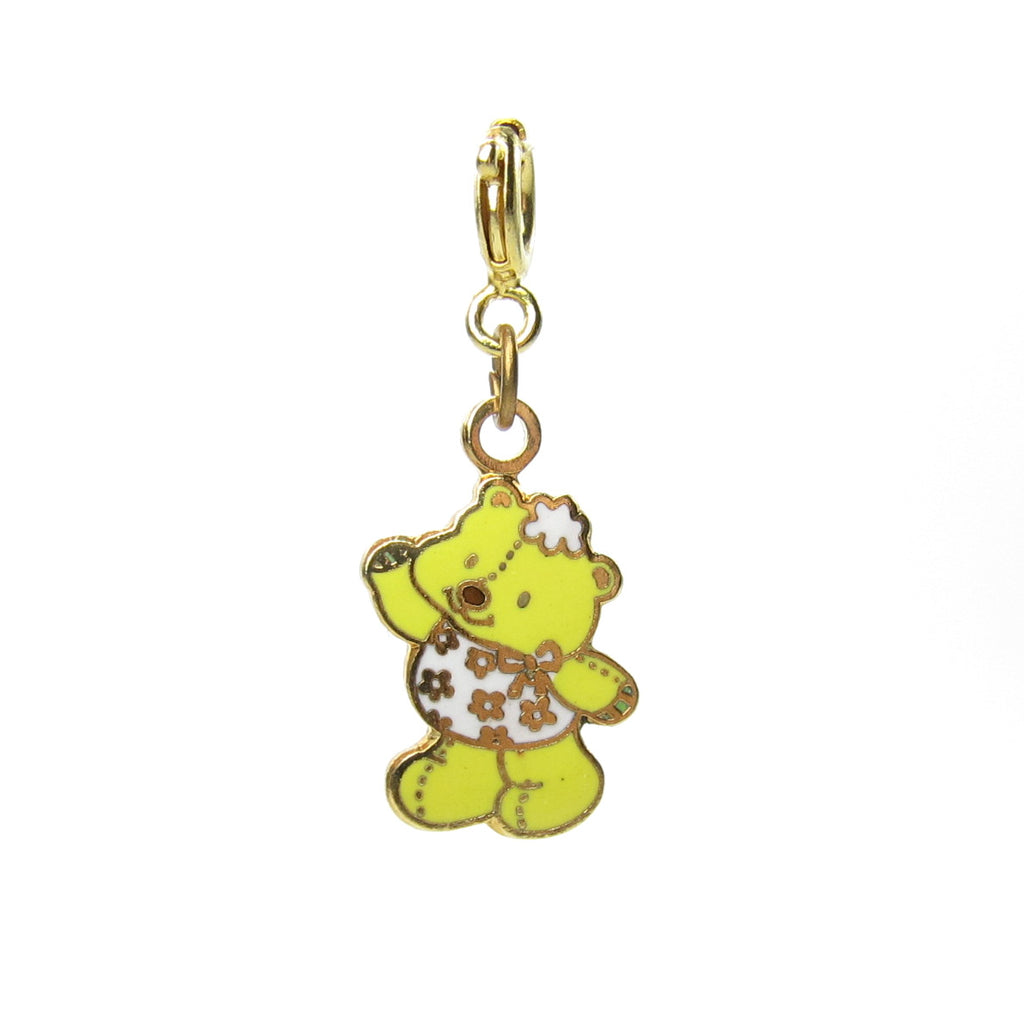 Jelly Bear Strawberry Shortcake Gold Enamel Charm for Bracelet