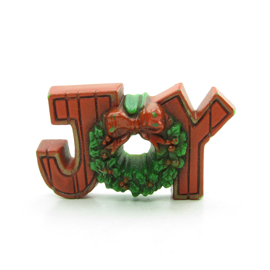 Joy Christmas Pin Vintage Hallmark Sign with Wreath
