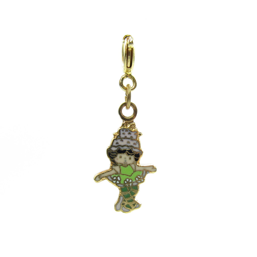 Lime Chiffon Strawberry Shortcake Gold Enamel Charm for Bracelet