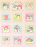 Little Twin Stars pink squares sticker sheet with Kiki & Lala