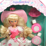 Peppermint Rose doll with liquid stains in box