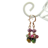 Iridescent Glass Bead Earrings with Pearls and Crystals