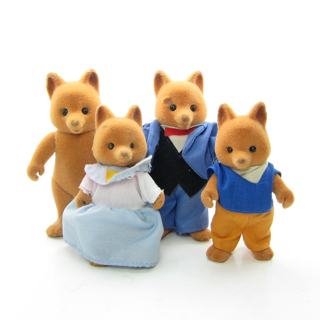 Fanny Fox's Family Vintage Maple Town Flocked Fox Family