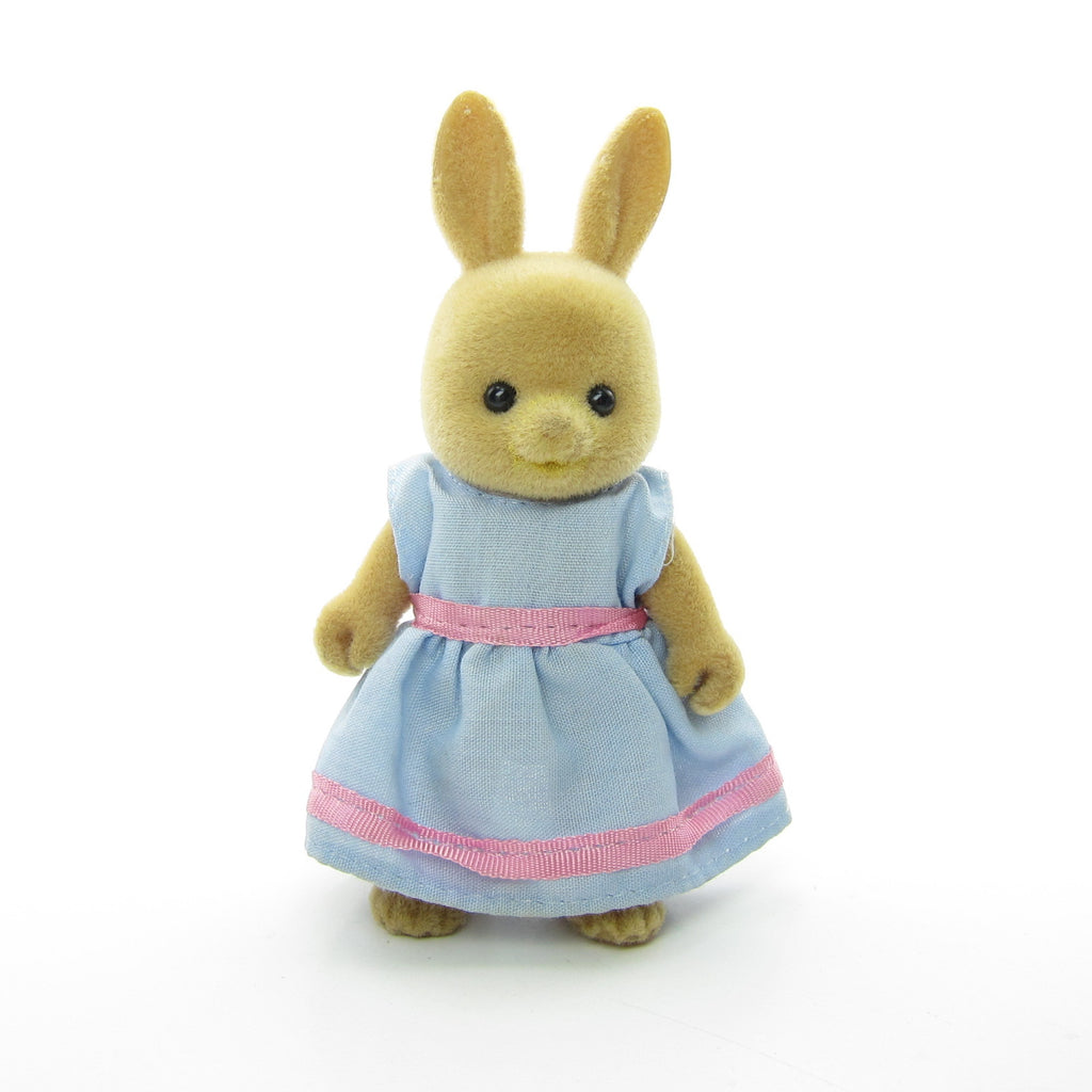 Maple Town Rachel Rabbit Flocked Bunny Figure with Blue Dress