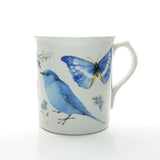 Vintage 1995 Marjolein Bastin bluebird and indigo bunting mug with blue designs