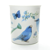 Vintage 1995 Marjolein Bastin bluebird and indigo bunting mug with blue designs