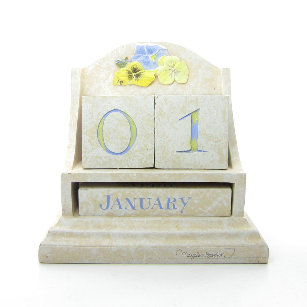 Marjolein Bastin Pansies Perpetual Block Calendar Hallmark Desk Decor