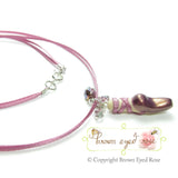 Mauve ballet slipper pointe shoe necklace