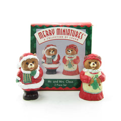 Hallmark Merry Miniatures Mr. and Mrs. Claus teddy bear set