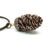 Brown Shimmer Pine Cone Pendant with Copper Bead Cap