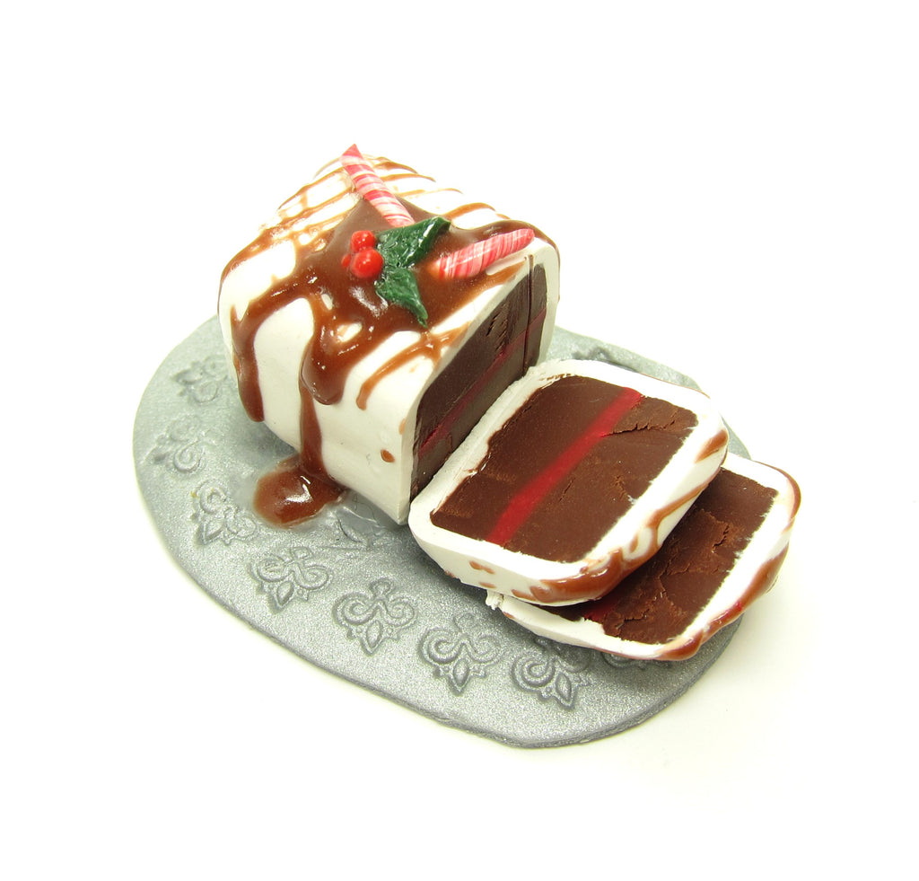 Miniature Chocolate Torte Polymer Clay Christmas Cake