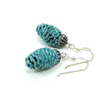 Turquoise Blue Winter Wedding Pine Cone Earrings