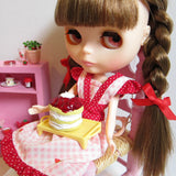 Miniature polymer clay strawberry shortcake cake for Blythe & Pullip