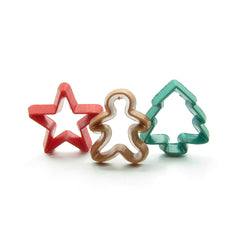 Red brown and green miniature Christmas cookie cutters