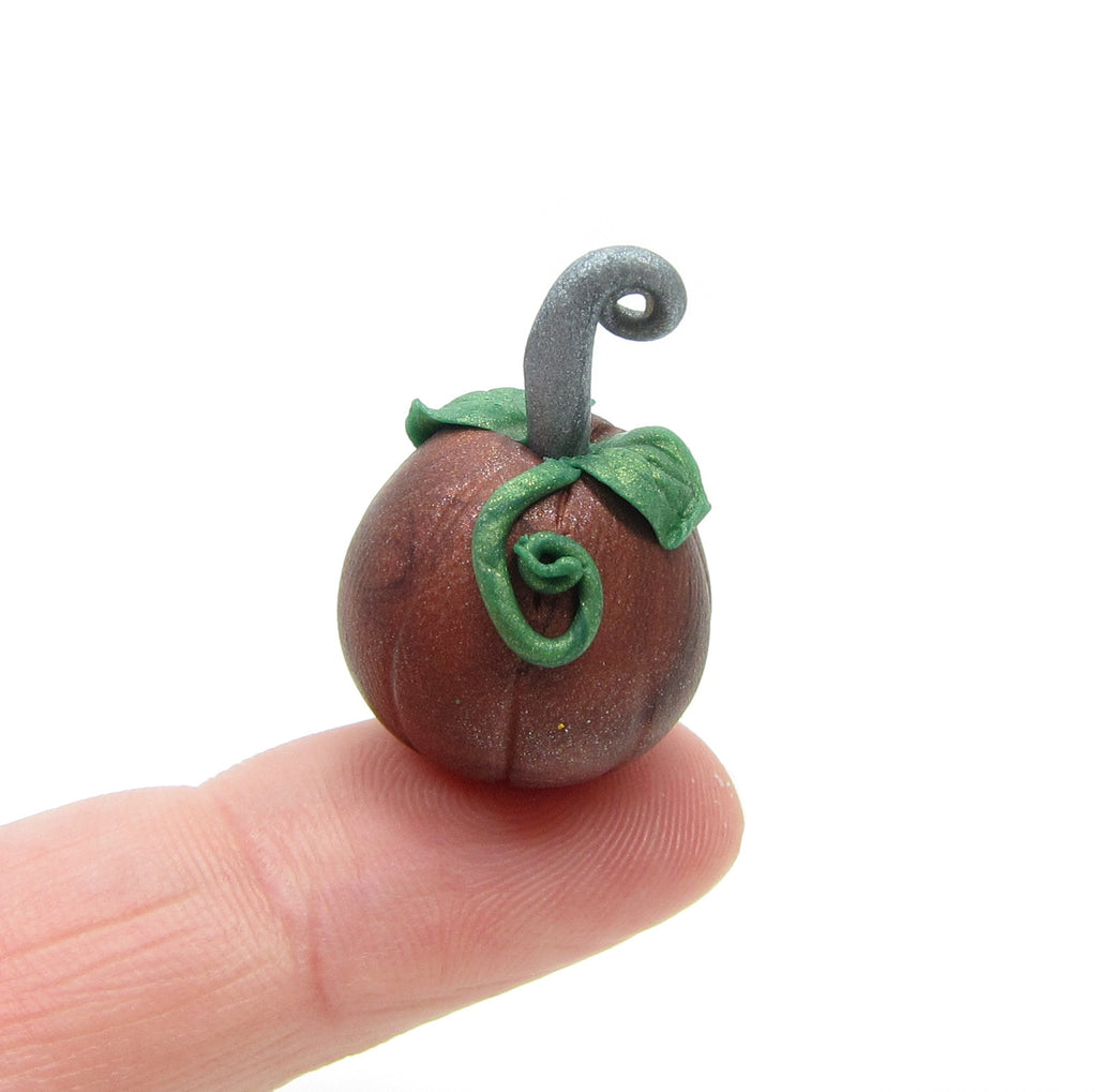 Miniature Pumpkin Polymer Clay Metallic Dollhouse Autumn Decoration