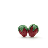 Miniature polymer clay strawberry post earrings