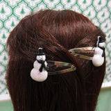 Snowman doll hair clips barrettes