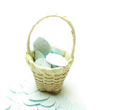 Robin's egg paper punches in miniature basket