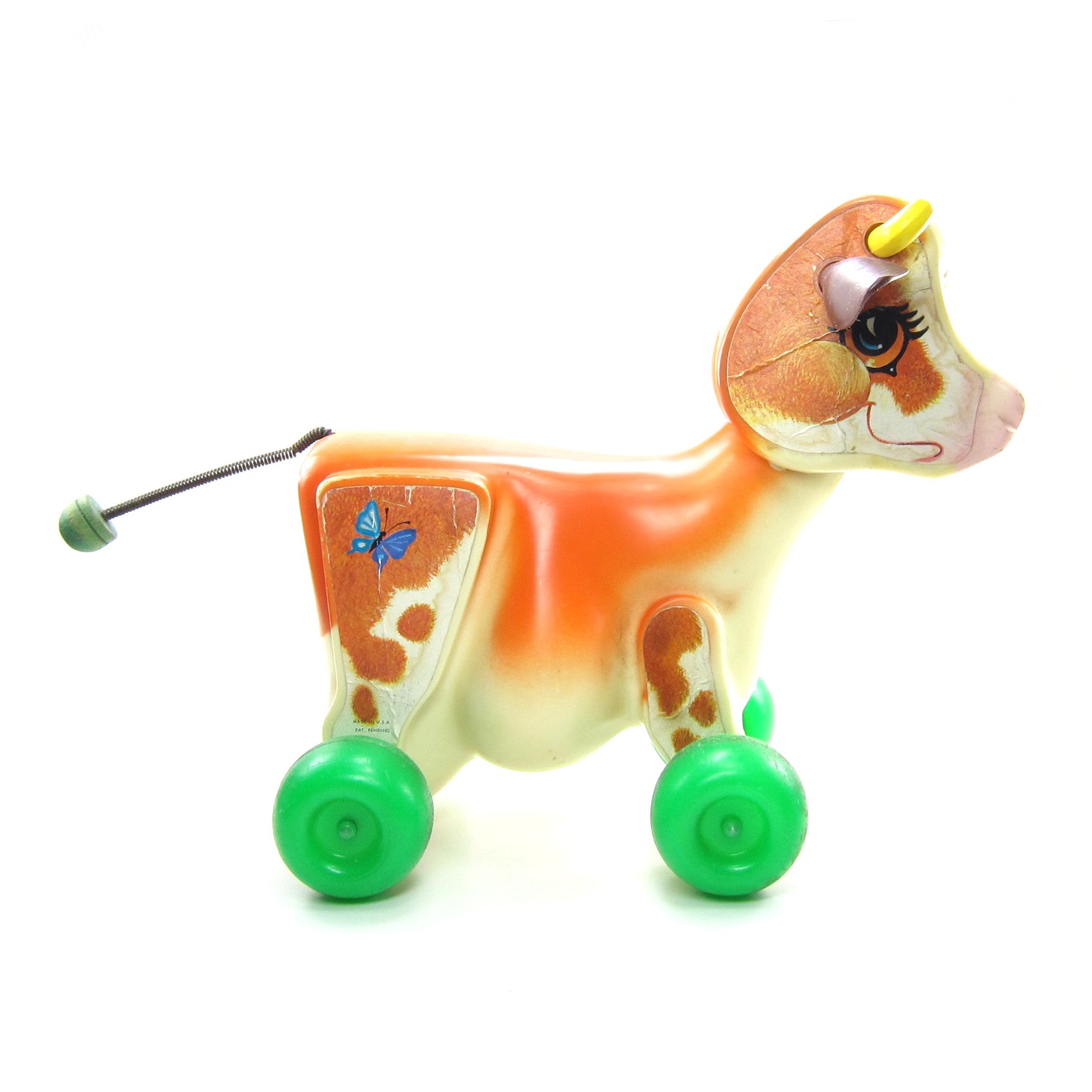 Molly Moo Cow Pull Toy Vintage 1972 Fisher Price Brown Eyed Rose