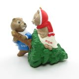 Mom and Dad beaver with Christmas tree ornament