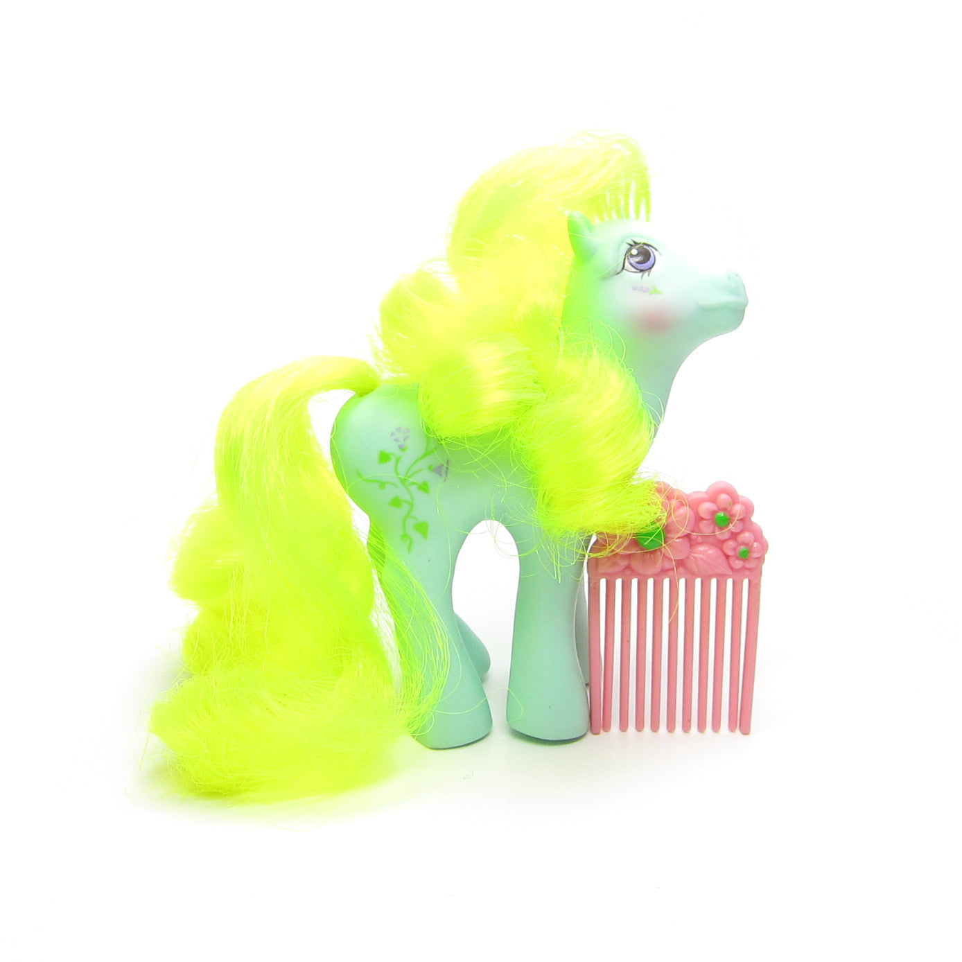 Morning Glory Flutter Pony with pink flower comb