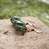 Faceted Green Glass Beaded Earrings
