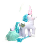 Back of Princess Sparkle pony with Bushwoolie, damsel hat, wand