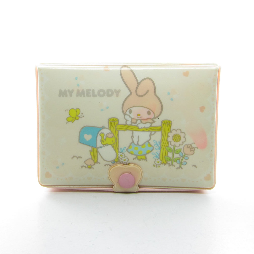 My Melody Vintage Padded Pink Vinyl Jewelry & Makeup Box Case with Heart Mirror, Snap