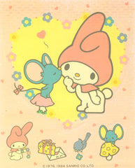 My Melody vintage 1984 sticker sheet with Flat kissing My Melody