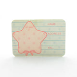 Little Twin Stars name card with lines for name, address, telephone number, stamp
