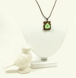 Mint Green and Brown Bird House Necklace