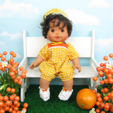 White baby doll booties with orange bow for Orange Blossom doll