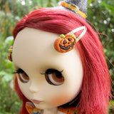 Orange glitter pumpkin Halloween barrettes